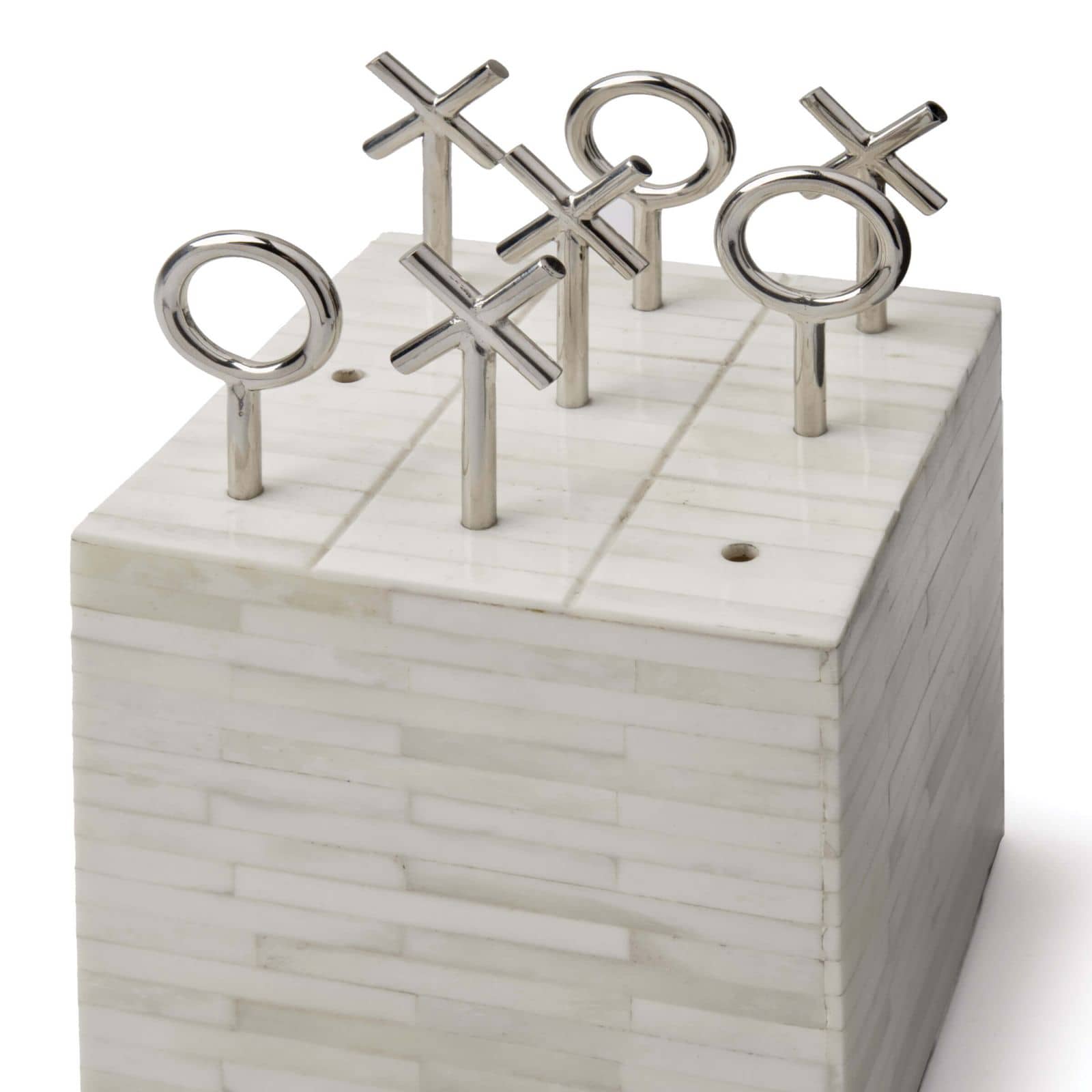 Tic Tac Toe Block | White Bone