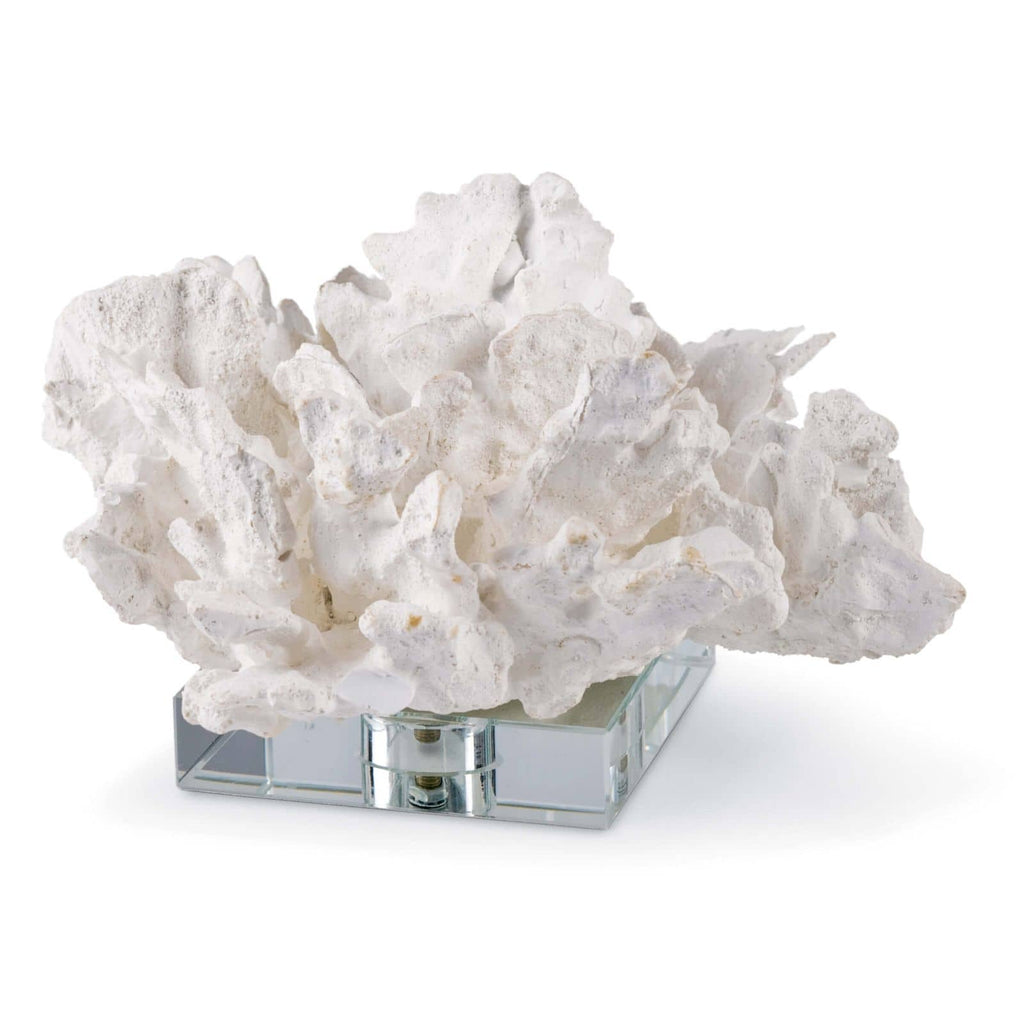 Flower Coral On Crystal Base | White