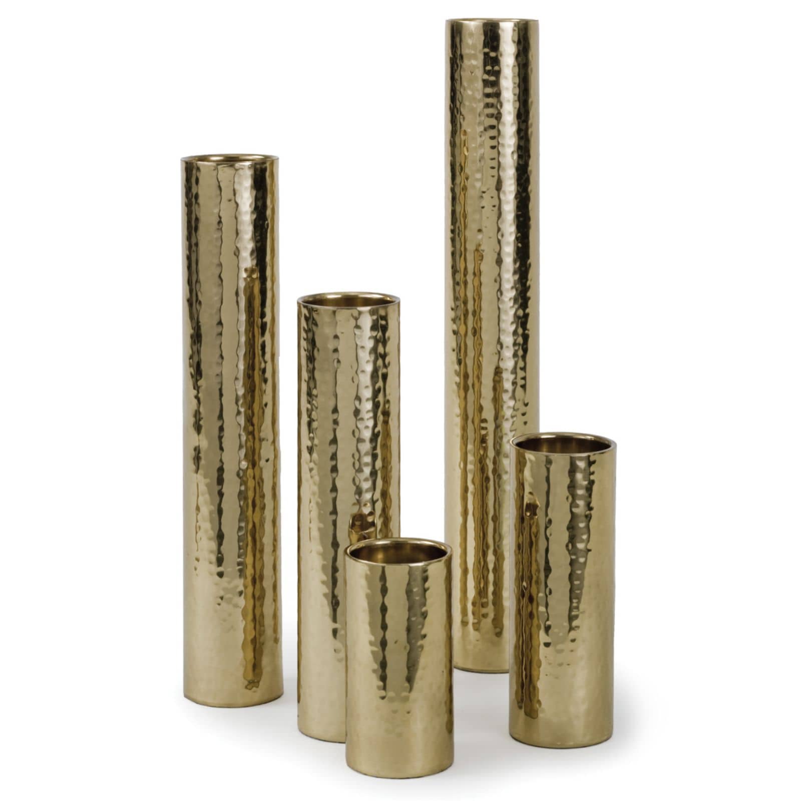 Hammered Bud Vase Set | Polished Brass