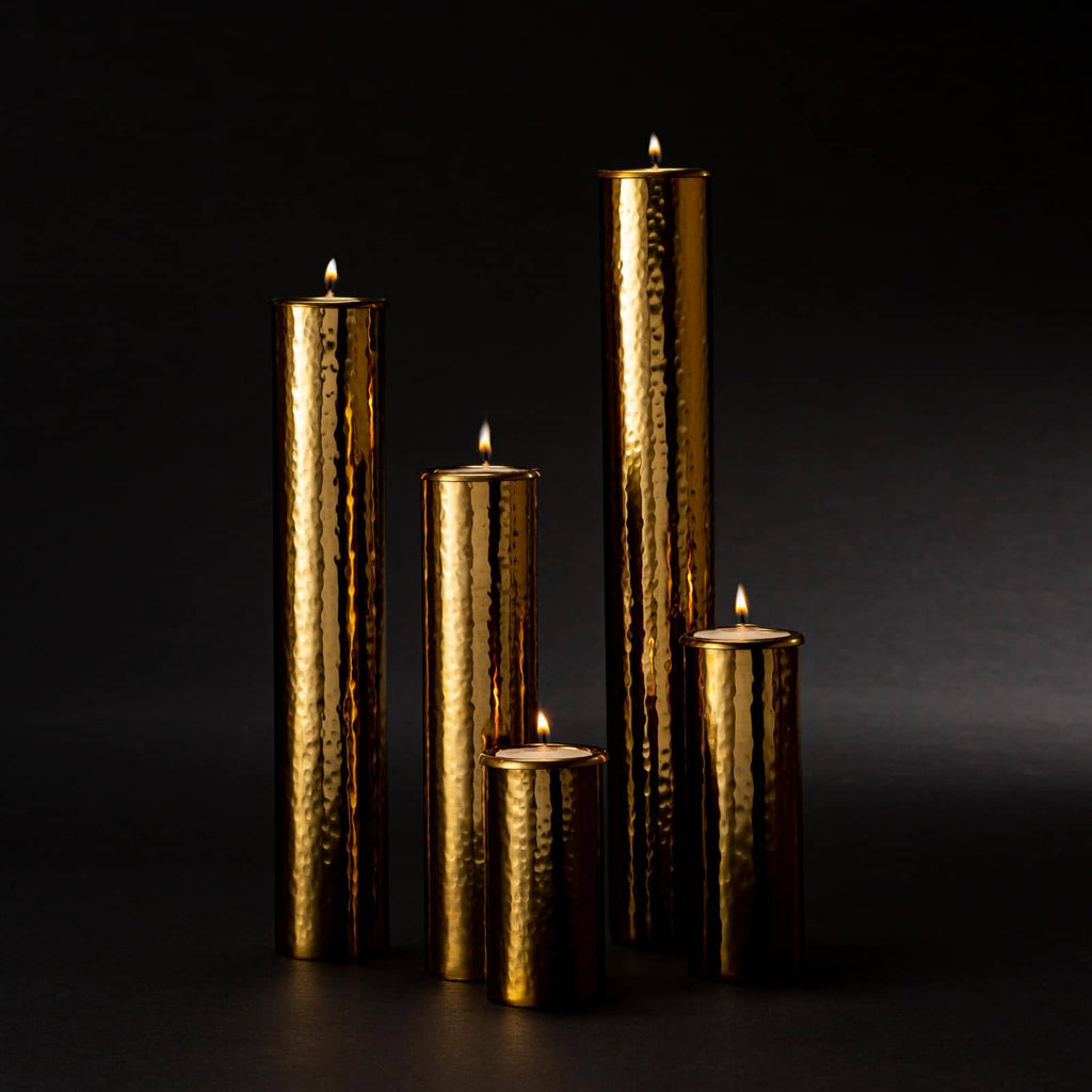 Hammered Bud Vase Set | Polished Brass