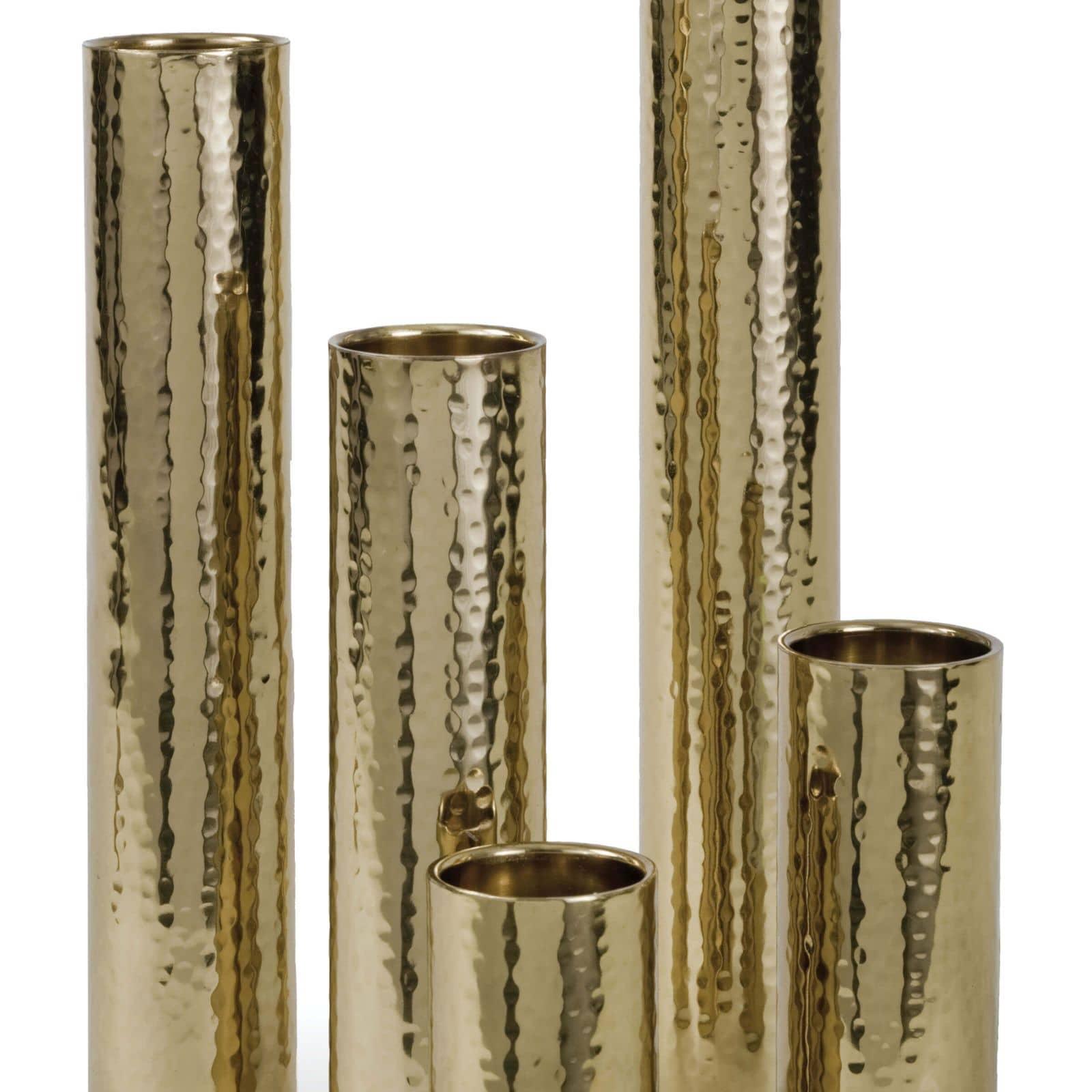 Hammered Bud Vase Set | Polished Brass