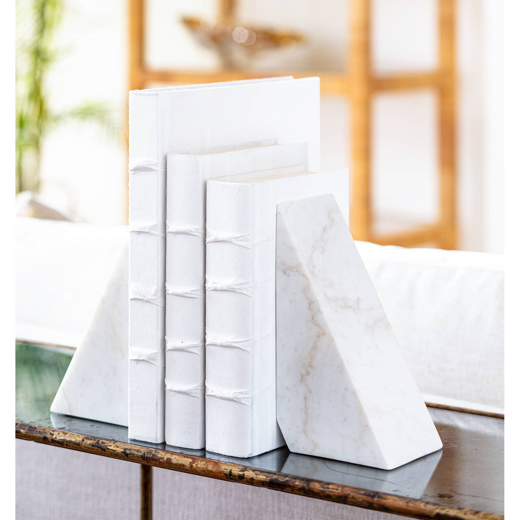 Othello Marble Bookends | White