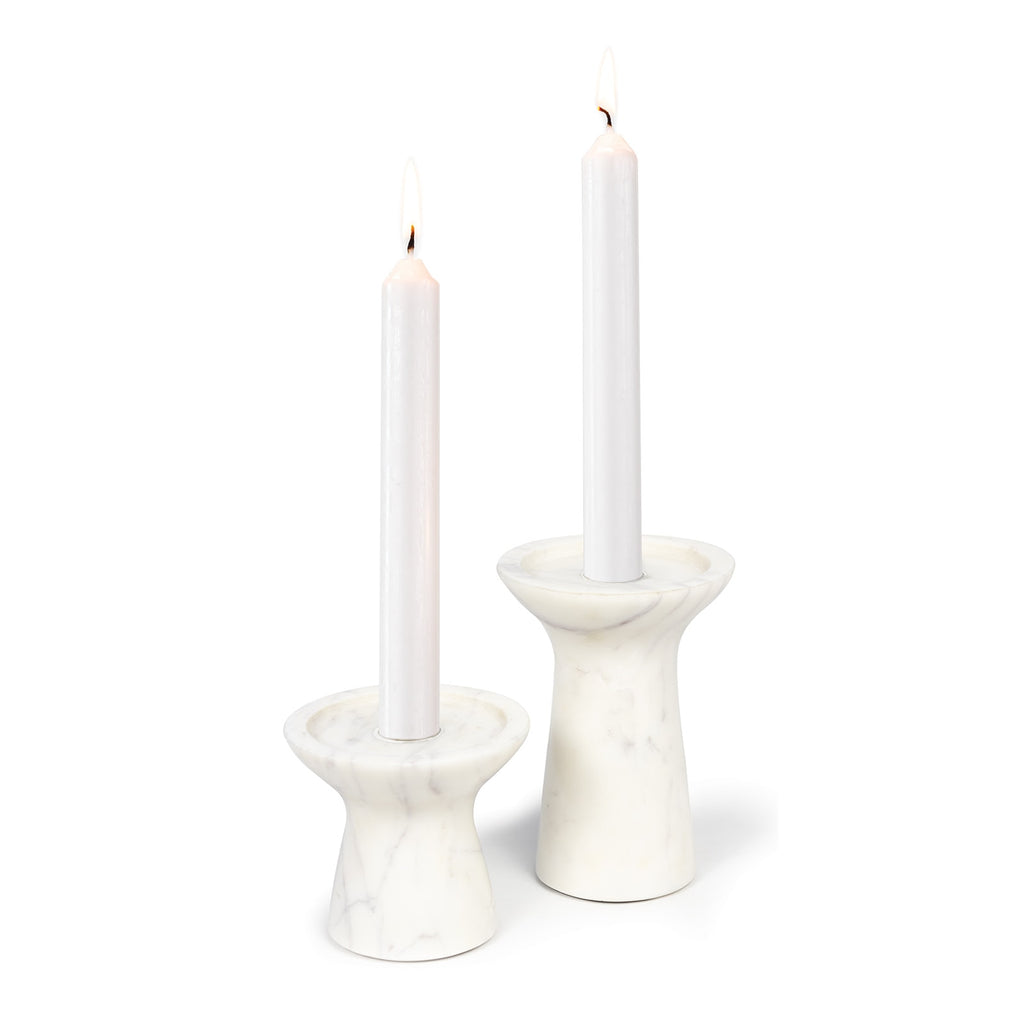 Klein Marble Candle Holder Set | White