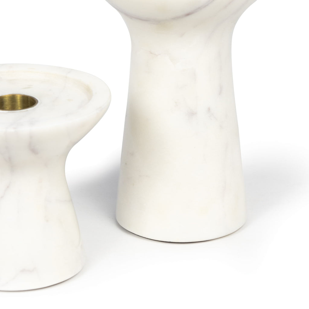 Klein Marble Candle Holder Set | White