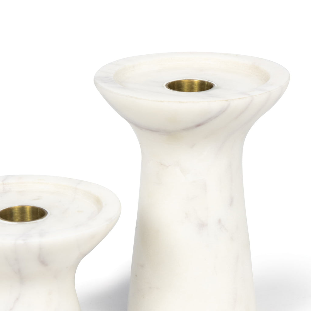 Klein Marble Candle Holder Set | White
