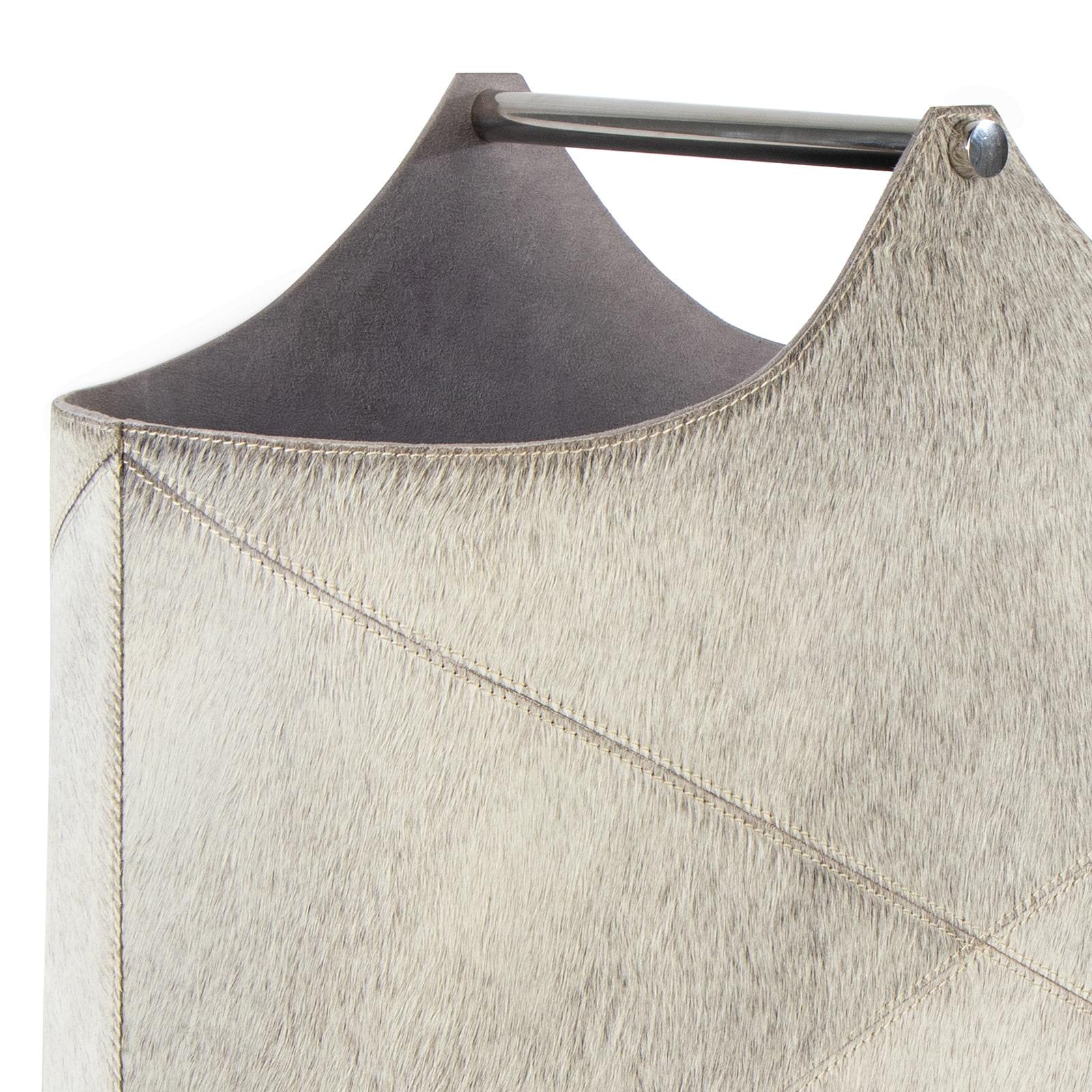 Andres Hair on Hide Basket | Grey