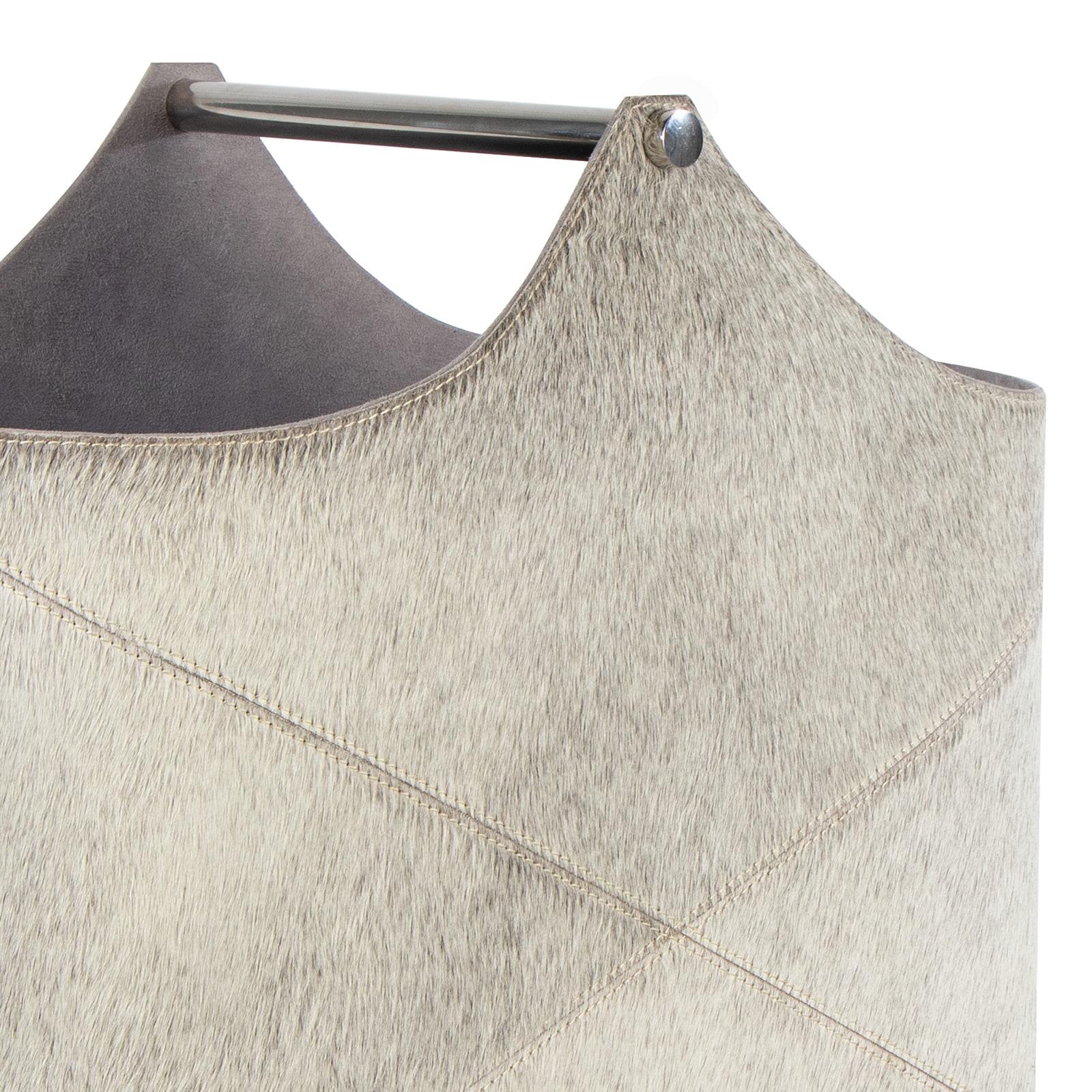 Andres Hair on Hide Basket | Grey