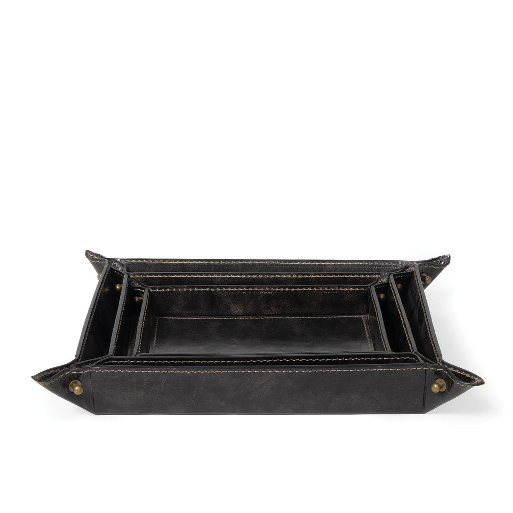 Derby Leather Tray Set | Black