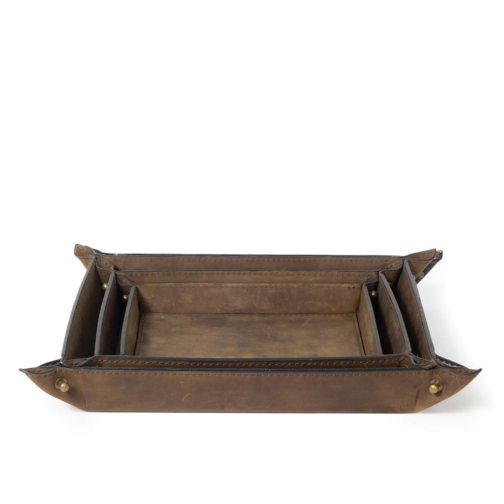 Derby Leather Tray Set | Brown