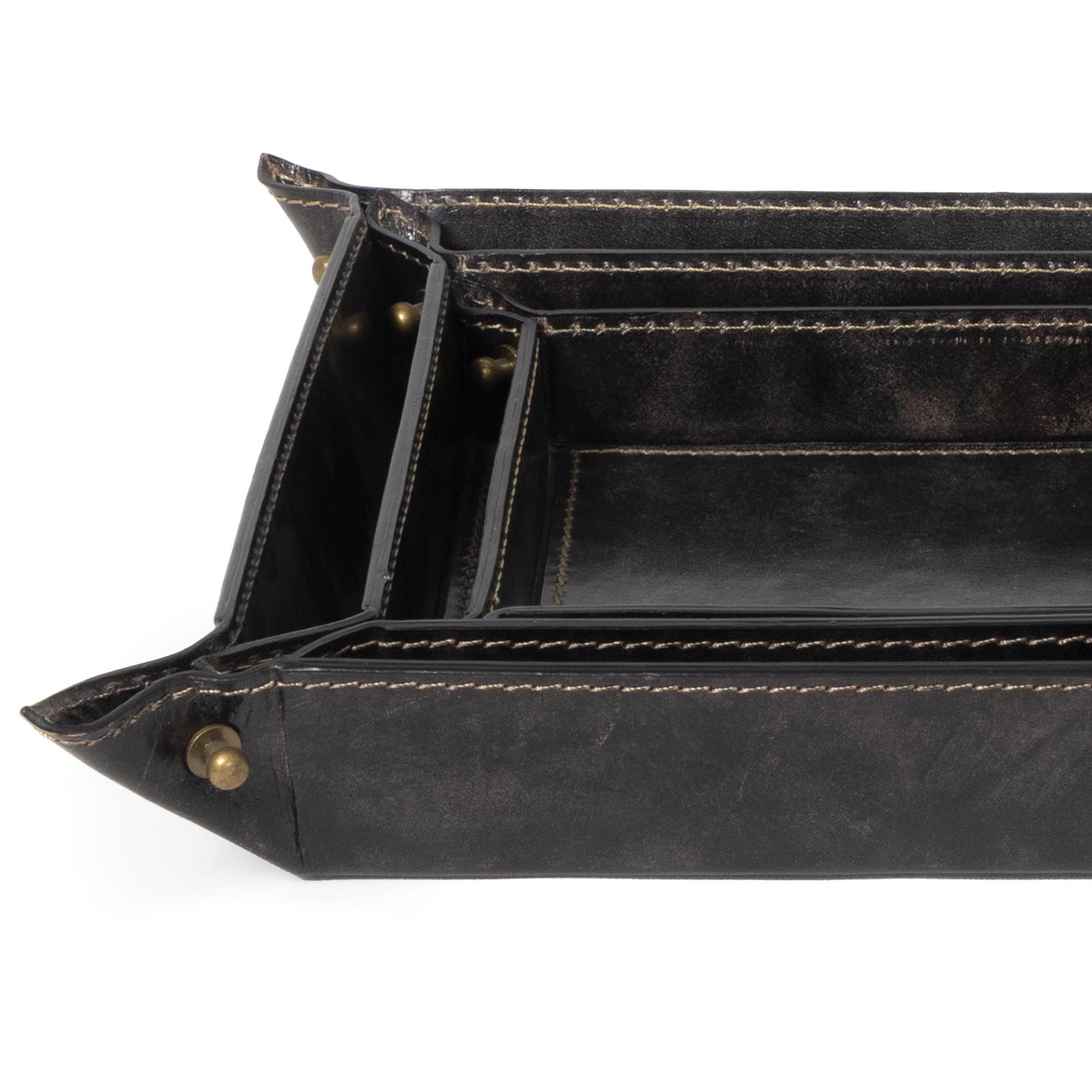 Derby Leather Tray Set | Black