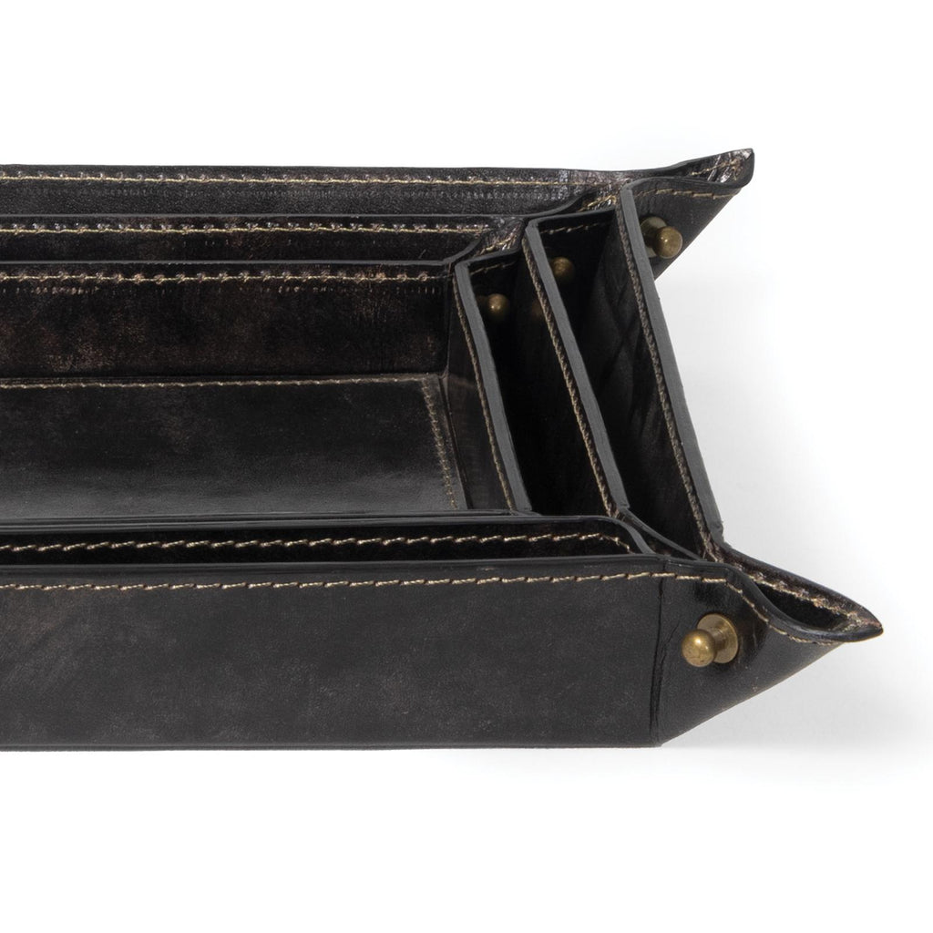 Derby Leather Tray Set | Black