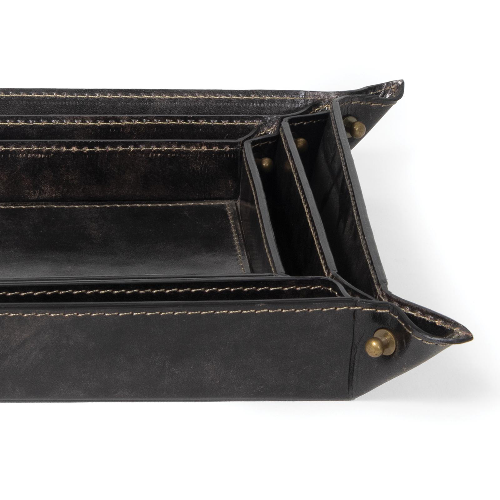 Derby Leather Tray Set | Black