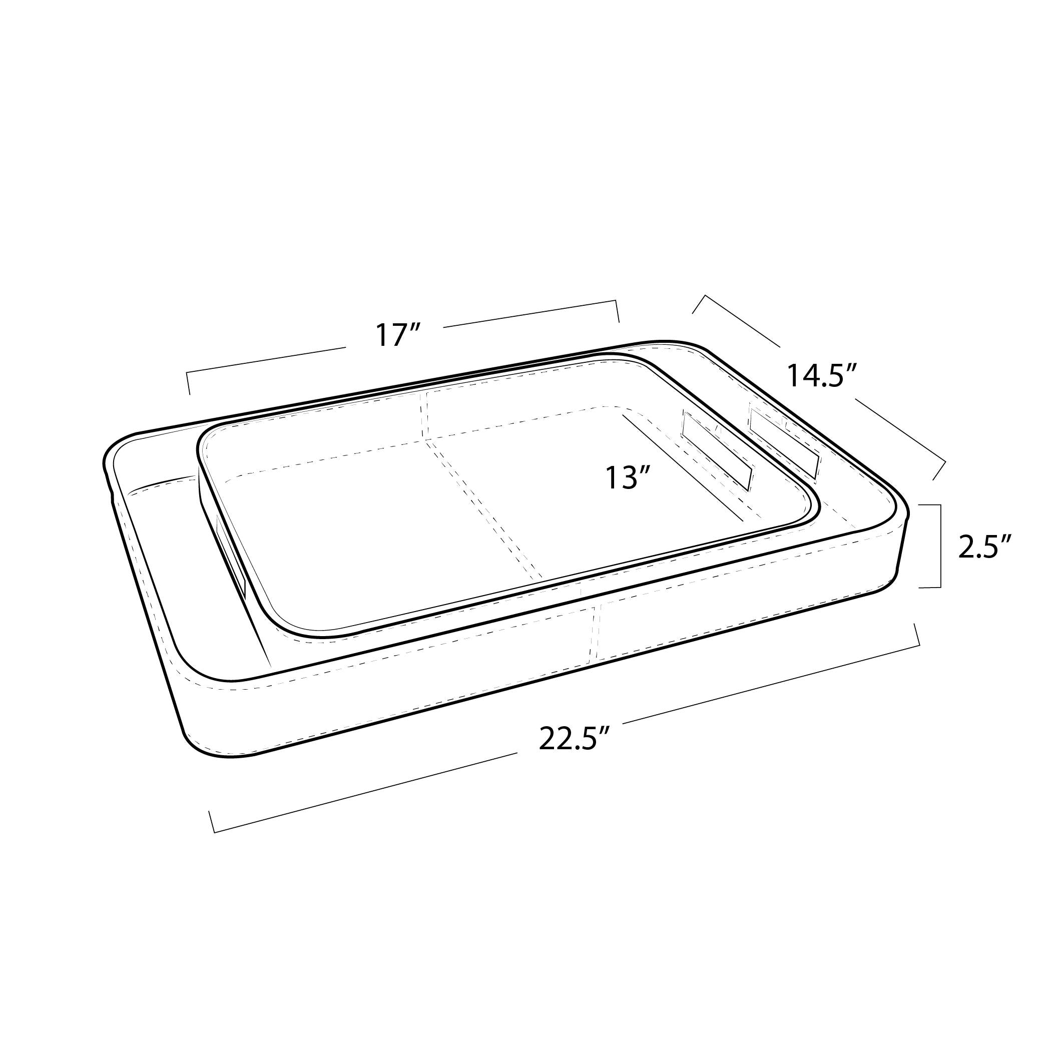 Derby Rectangle Leather Tray Set | Black