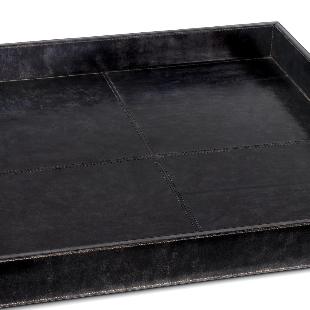 Derby Square Leather Tray | Black