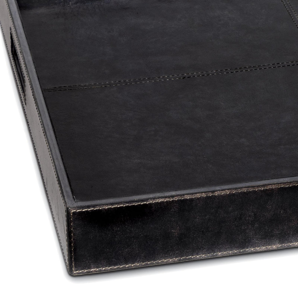 Derby Square Leather Tray | Black