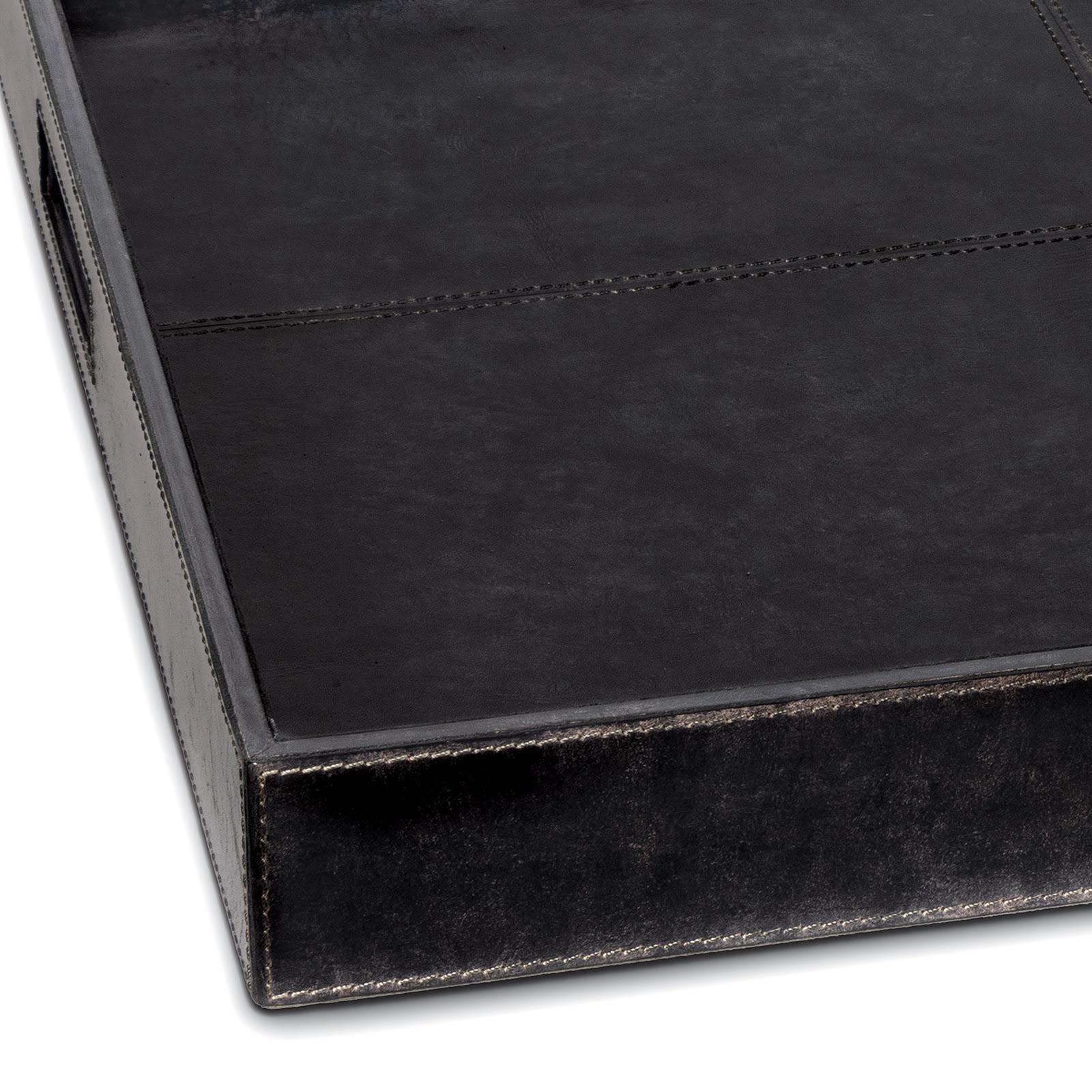 Derby Square Leather Tray | Black