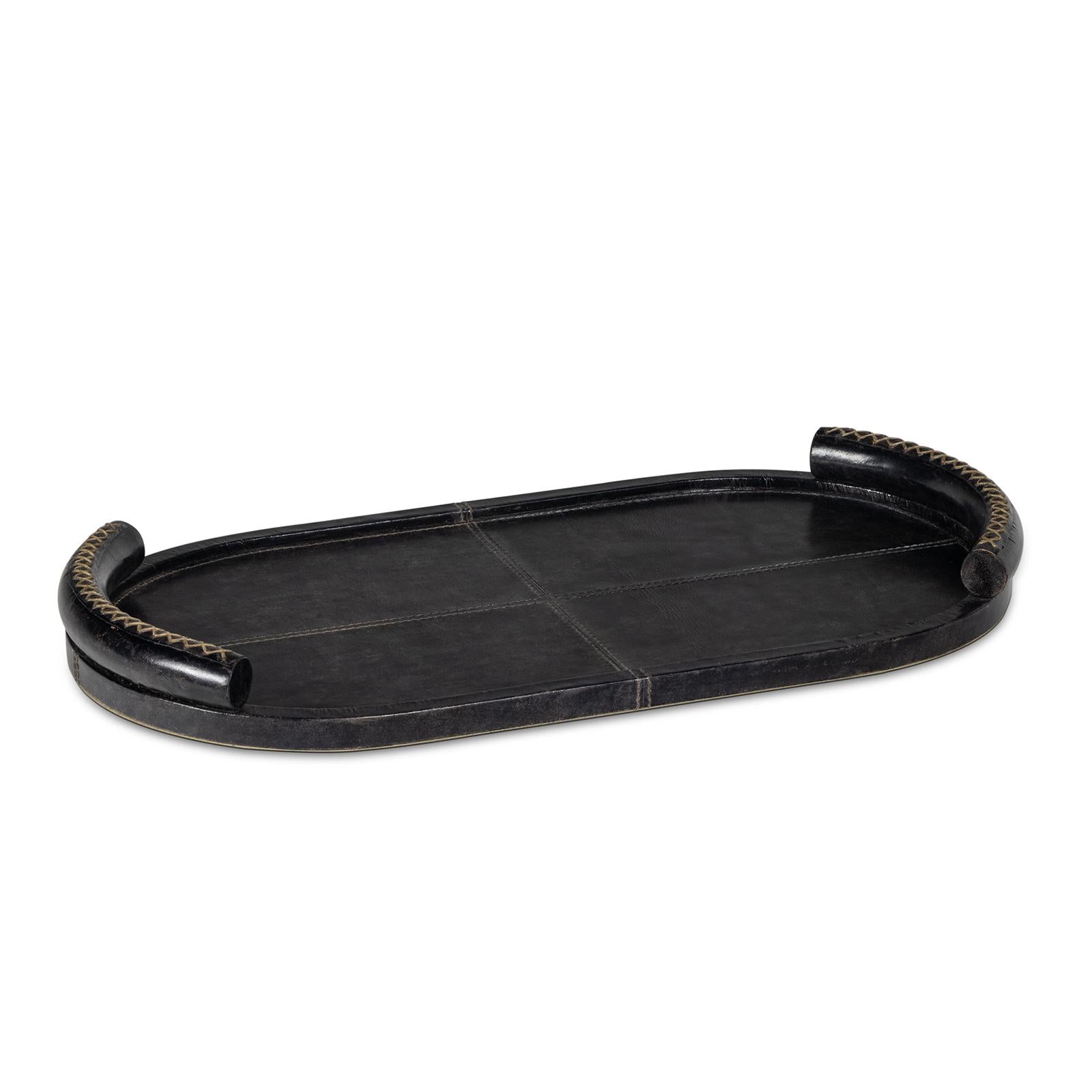Forte Leather Tray Oval | Black