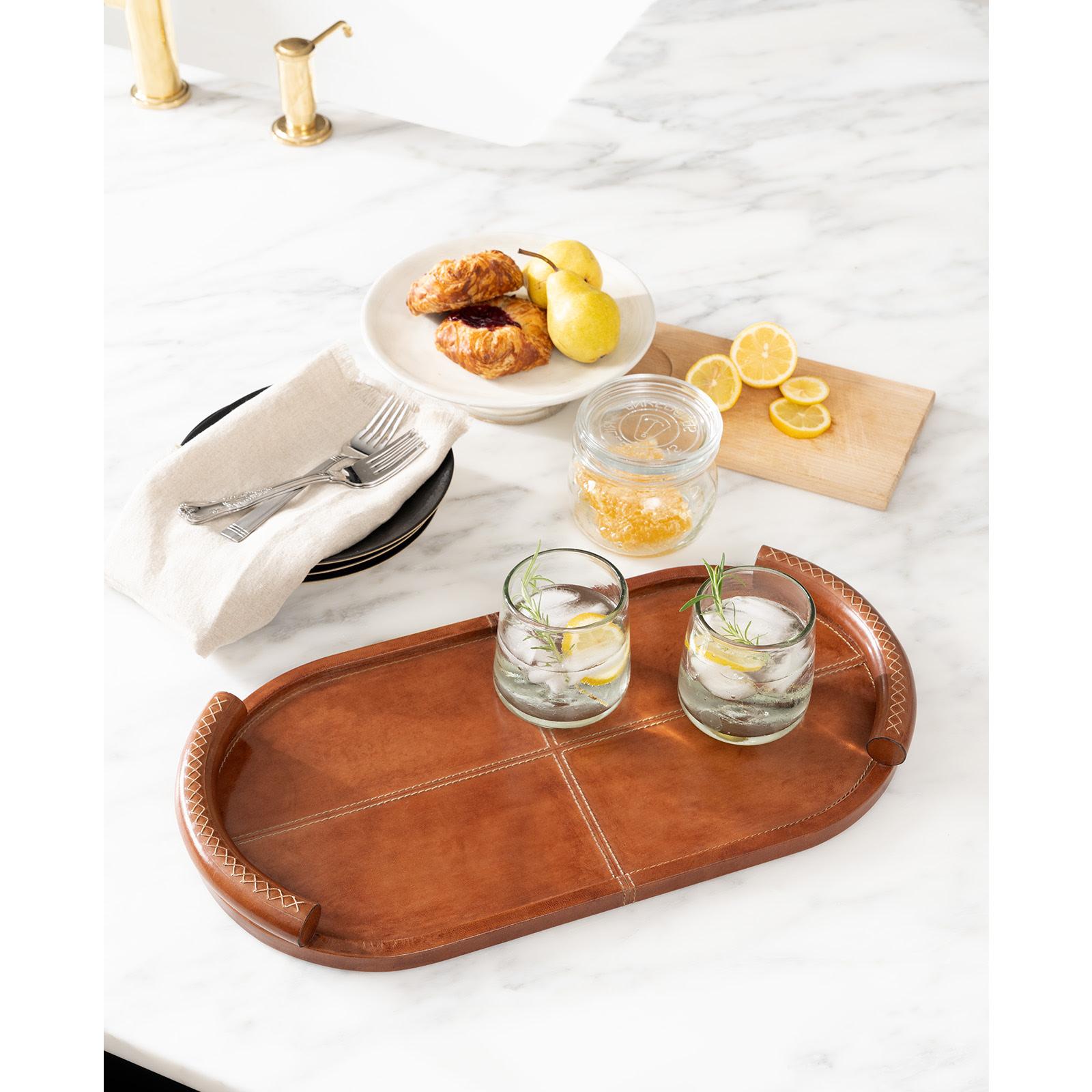 Forte Leather Tray Oval | Cognac