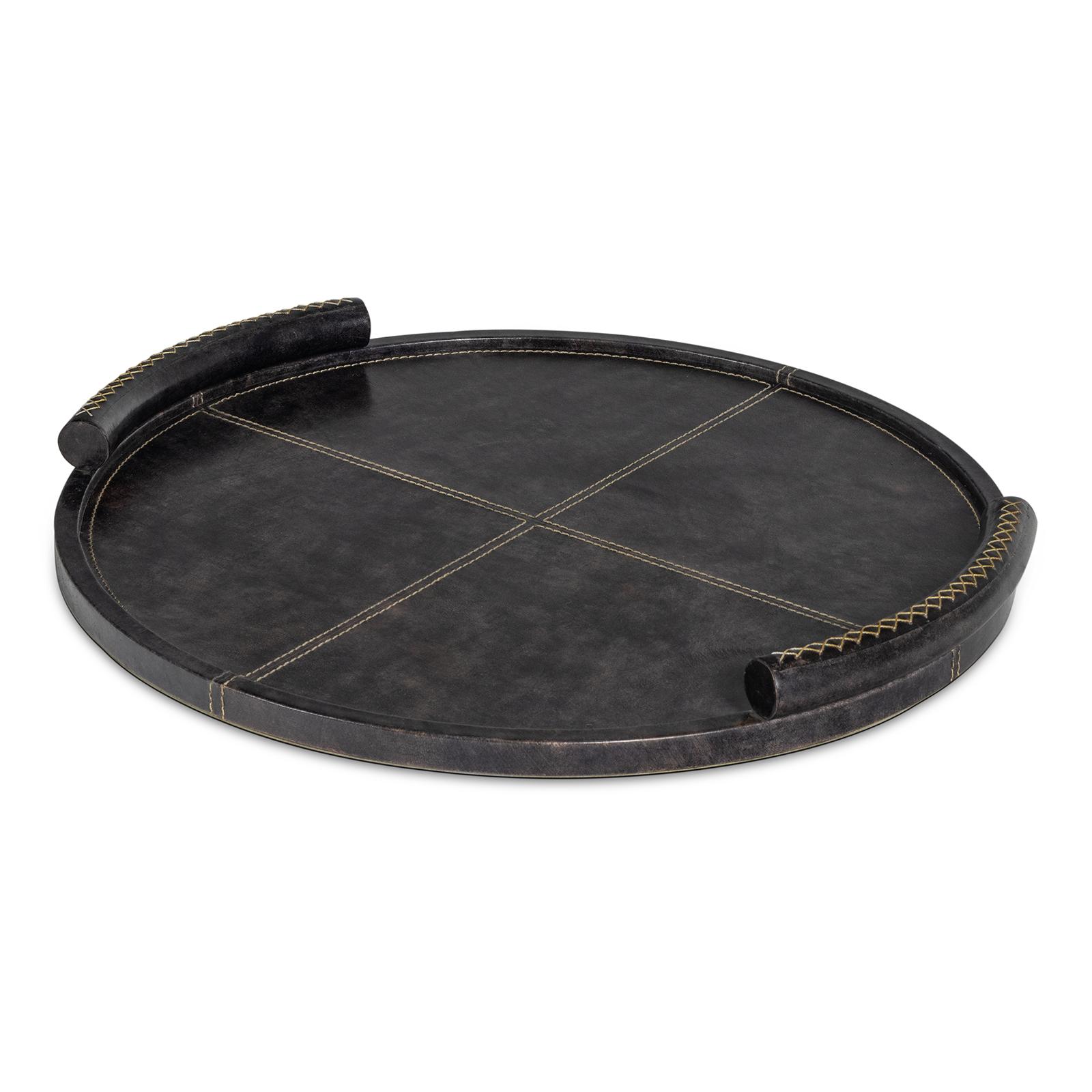 Forte Leather Tray Round | Black