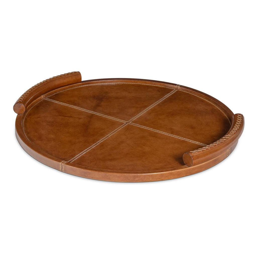 Forte Leather Tray Round | Cognac