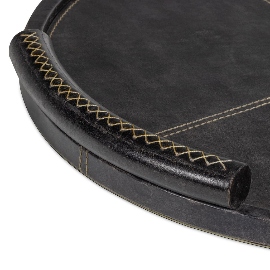 Forte Leather Tray Round | Black
