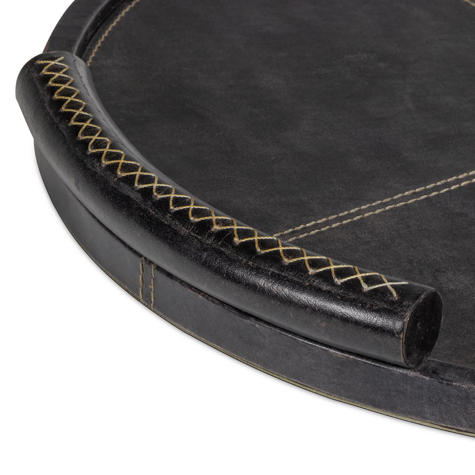 Forte Leather Tray Round | Black