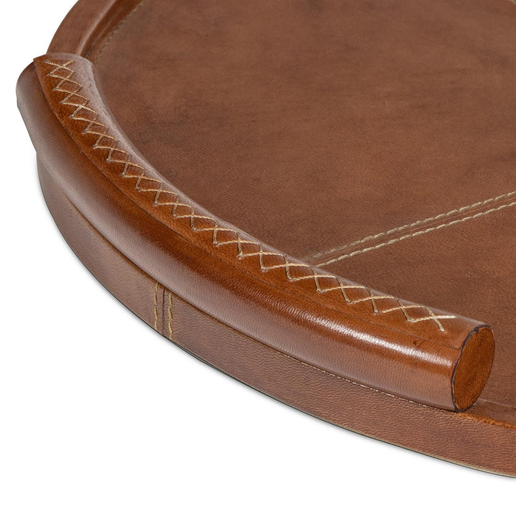 Forte Leather Tray Round | Cognac