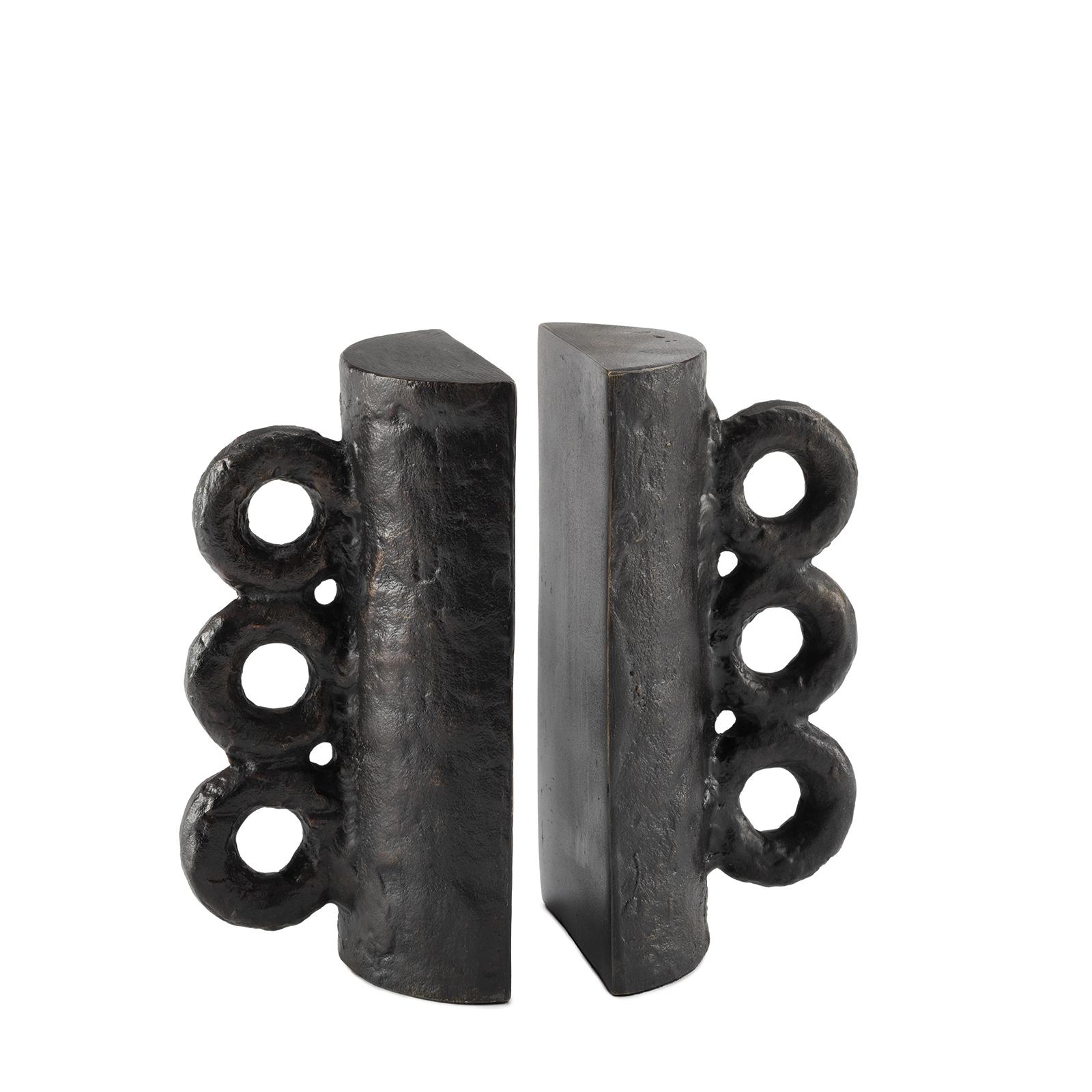 Chandra Bookend Set | Blackened Zinc