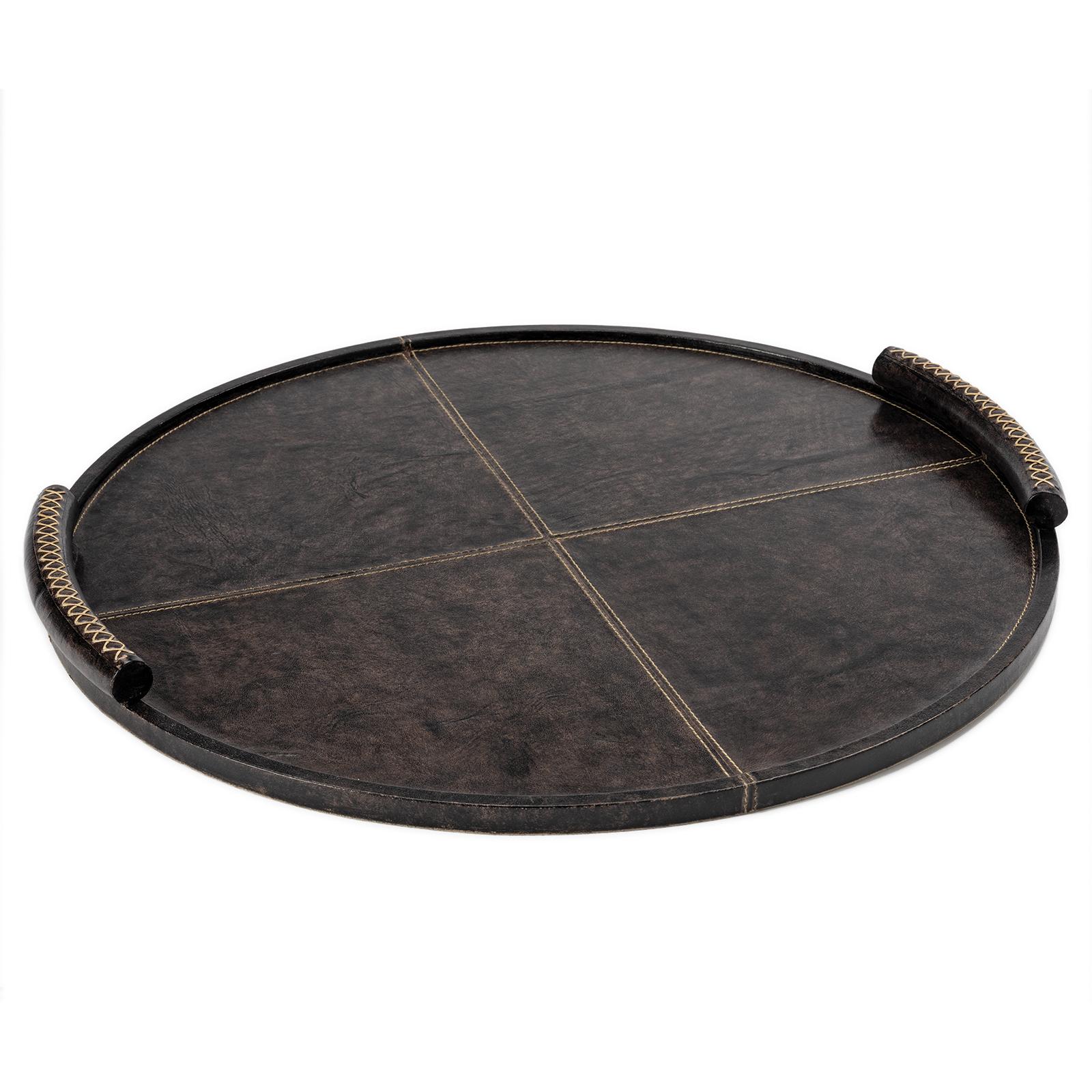 Forte Leather Tray Round Large | Black