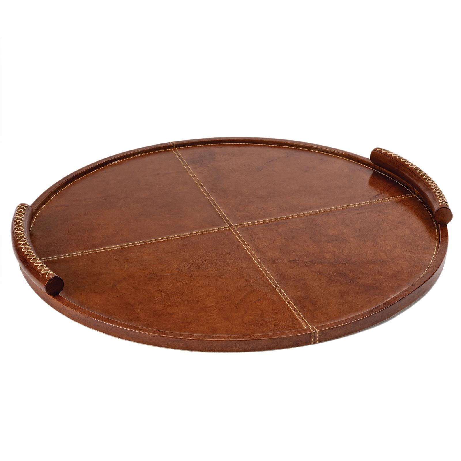 Forte Leather Tray Round Large | Tan