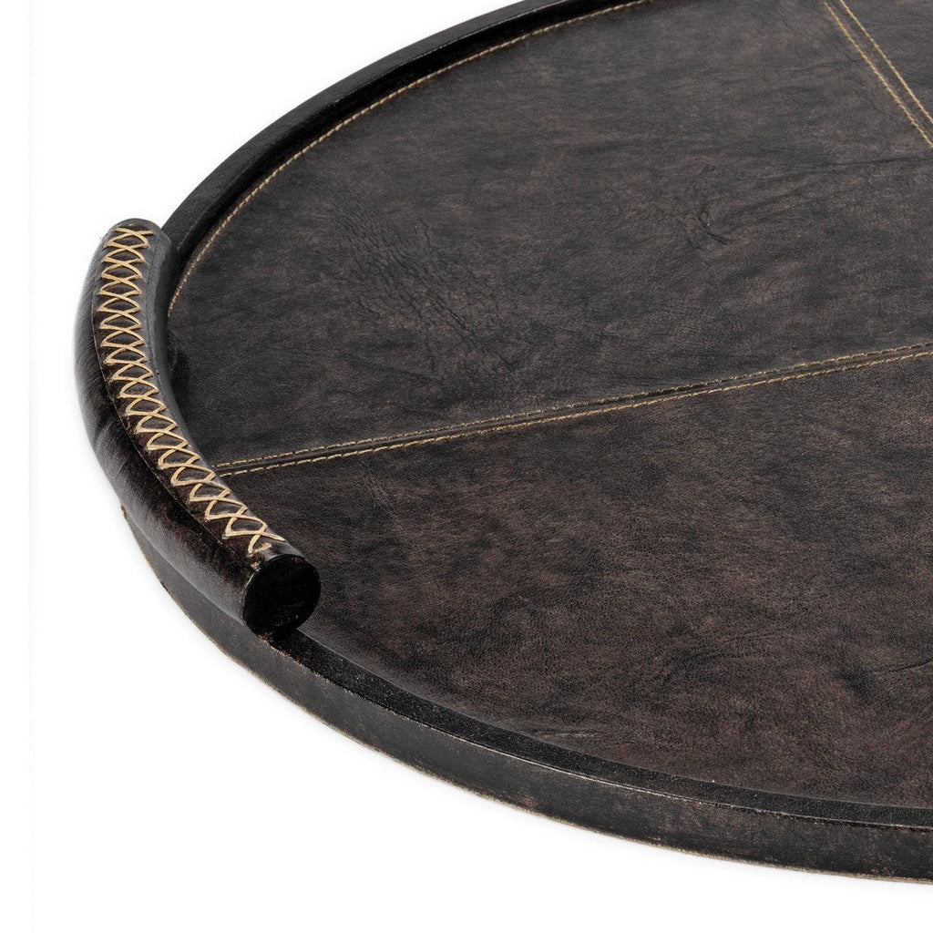 Forte Leather Tray Round Large | Black