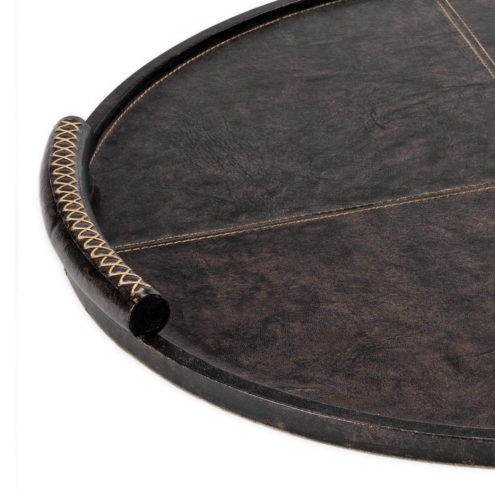Forte Leather Tray Round Large | Black