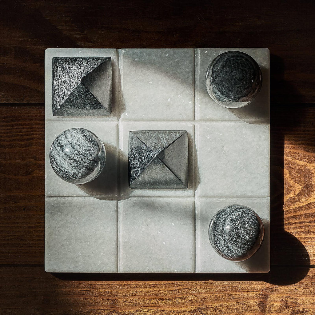 Tic Tac Toe Marble Board | White