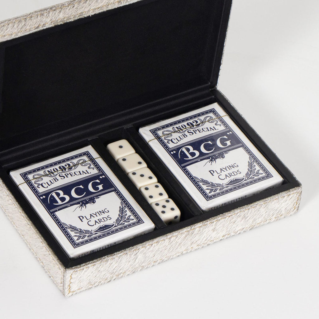 Andres Hair on Hide Playing Card Set | Grey