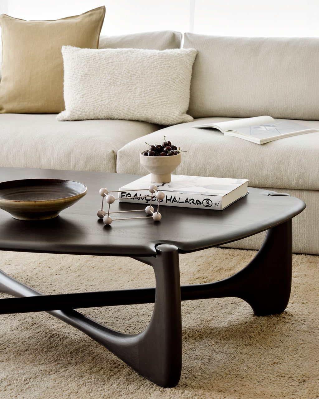 Pi Coffee Table | Varnished Mahogany | Dark Brown | Pebble Shape