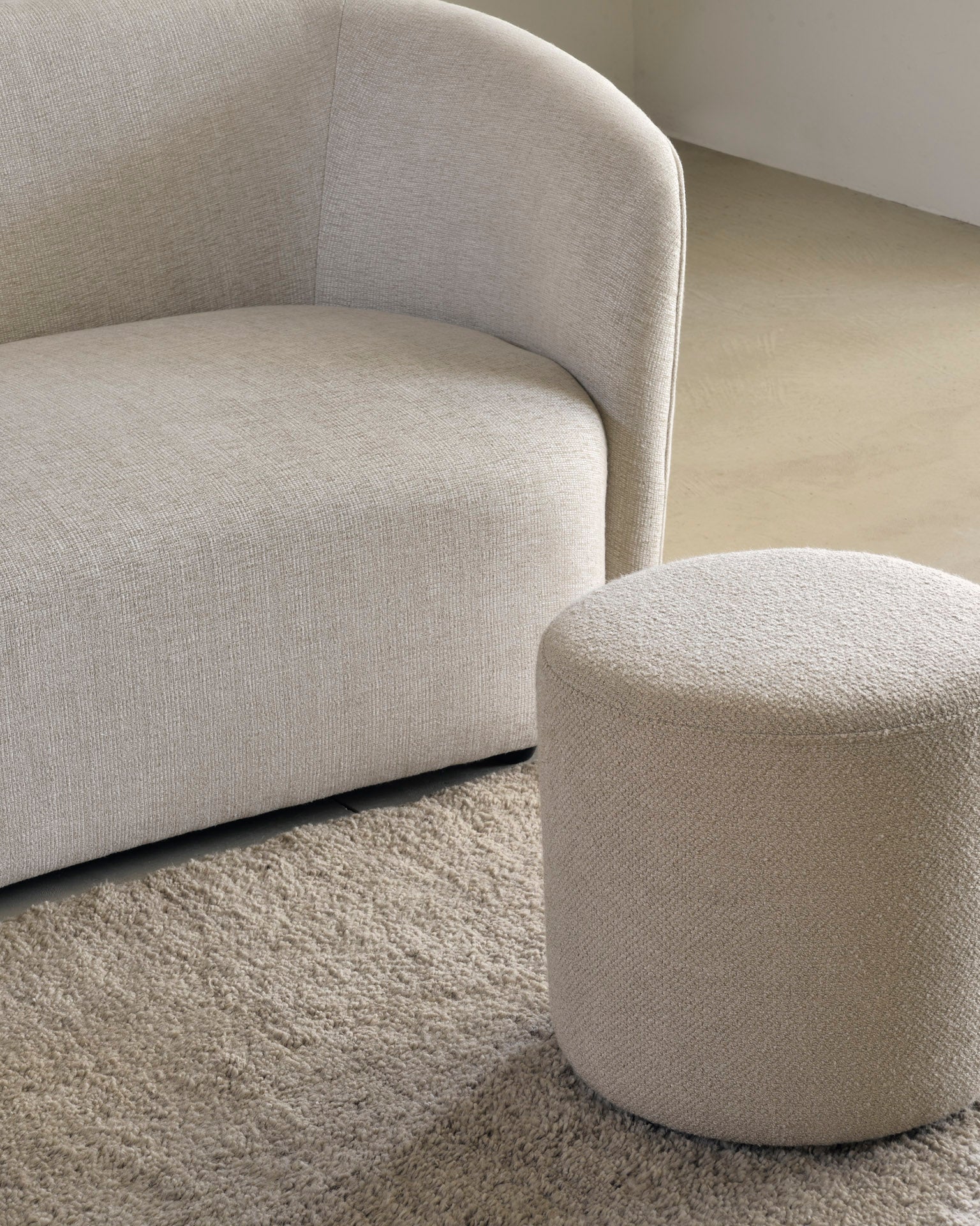 Barrow Pouf | Off White Fabric | 16" X 16"