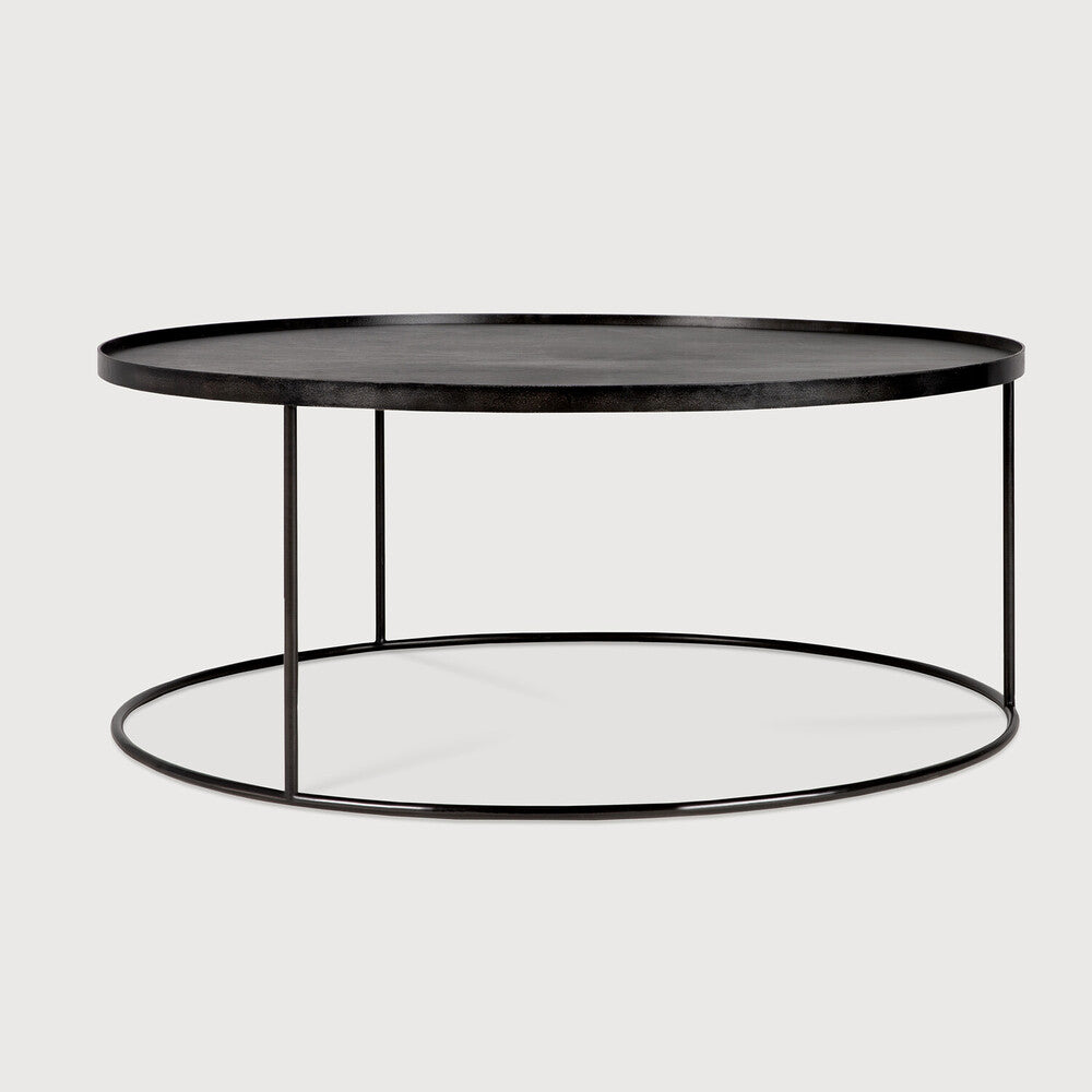 Tray Coffee Table | Varnished Wood | Black | Round | Xl | Tray Not Included