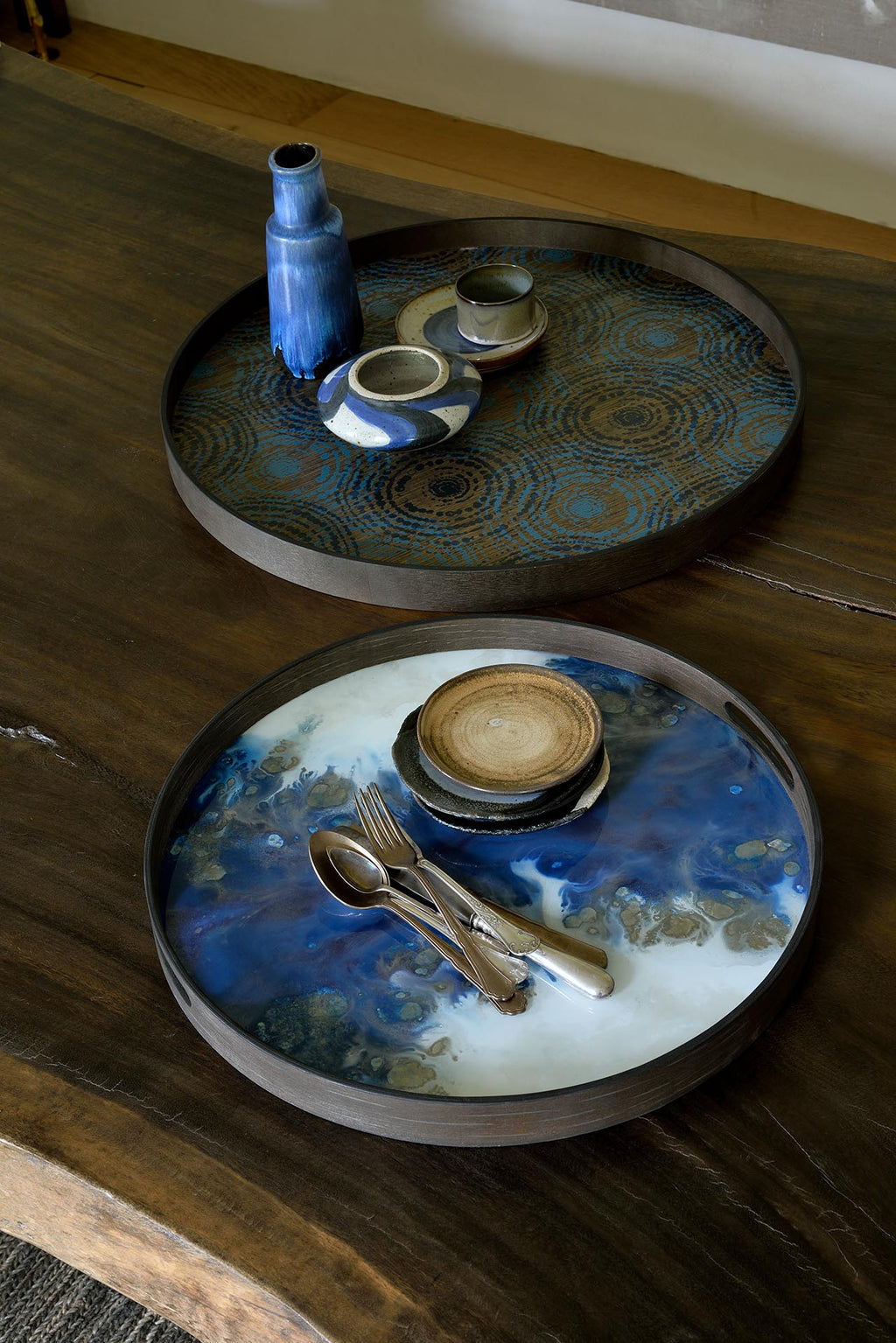 Organic Tray | Glass | Blue Mist | Round | S