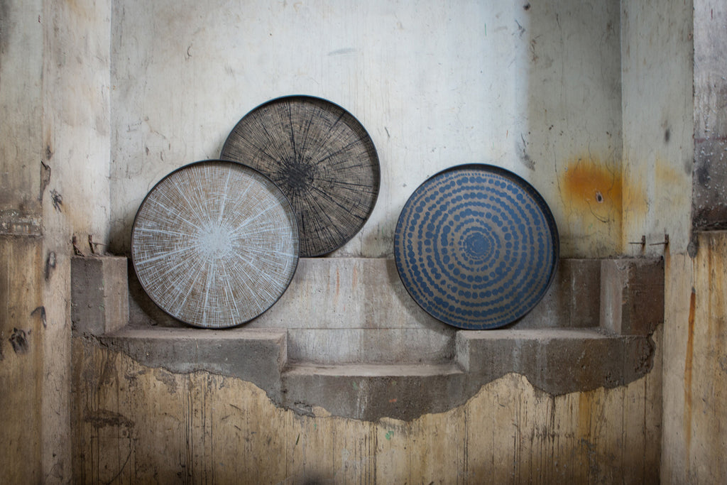 Slice Tray | Varnished Wood | White | Round | Xl