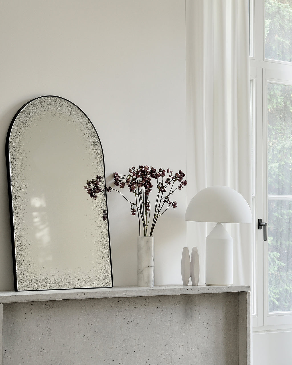 Gate Floor Mirror | Clear | Black Metal Frame | Medium Aged