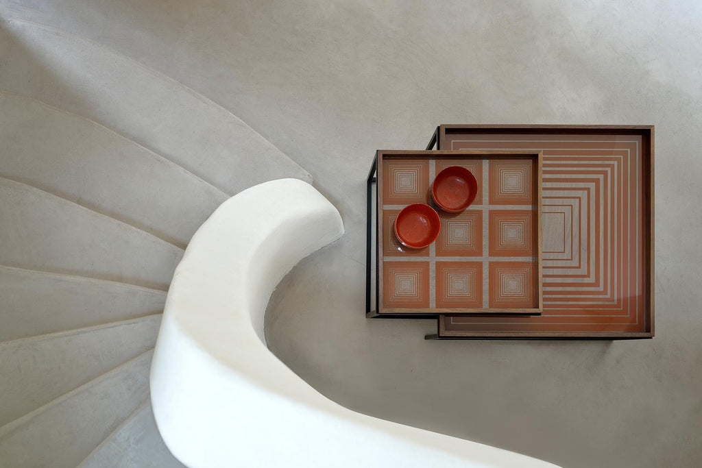 Tray Coffee Table Set | Varnished Wood | Black | Square | S/L | Trays Not Included