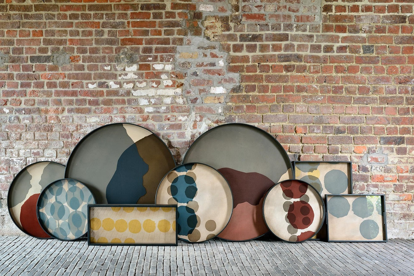 Layered Dots Tray | Glass | Slate | Round | L