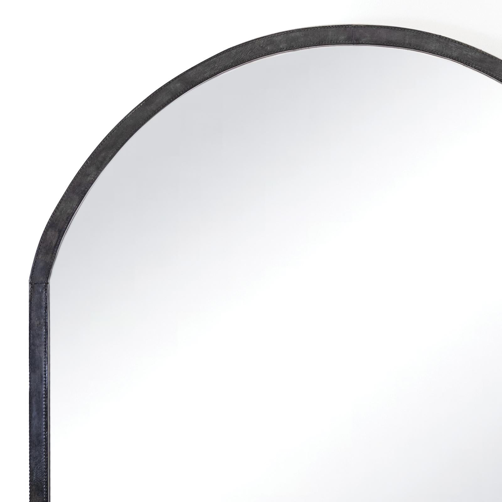 Knox Leather Mantle Mirror | Black