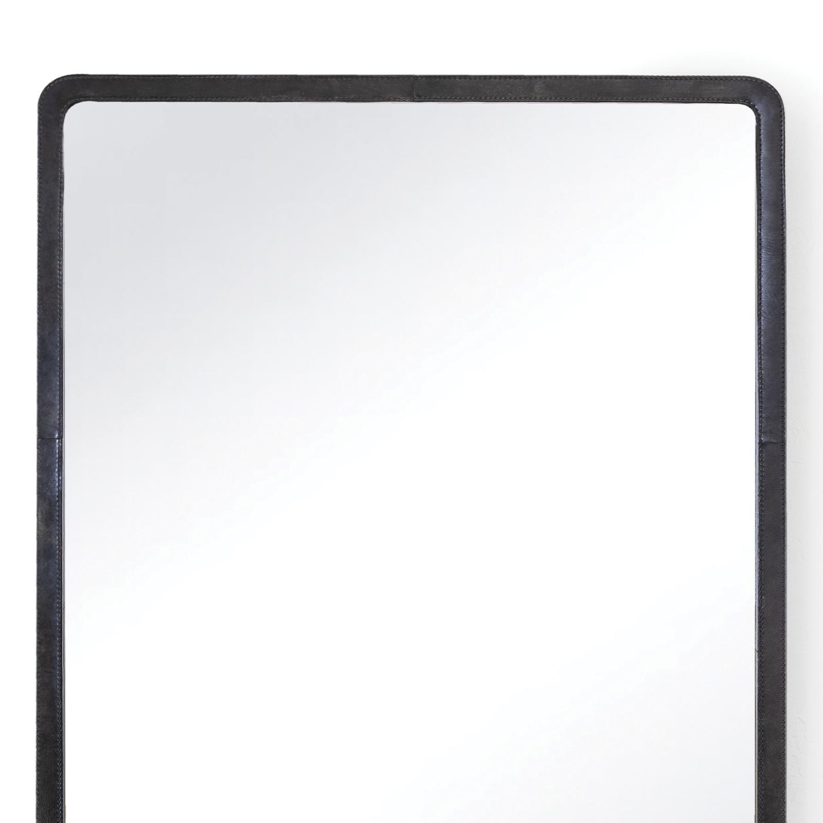 Knox Leather Rectangle Mirror | Black