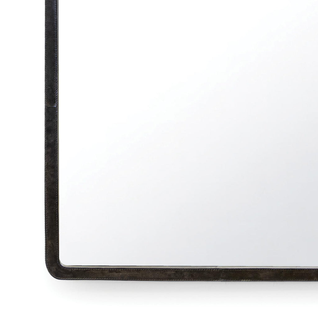 Knox Leather Rectangle Mirror | Black