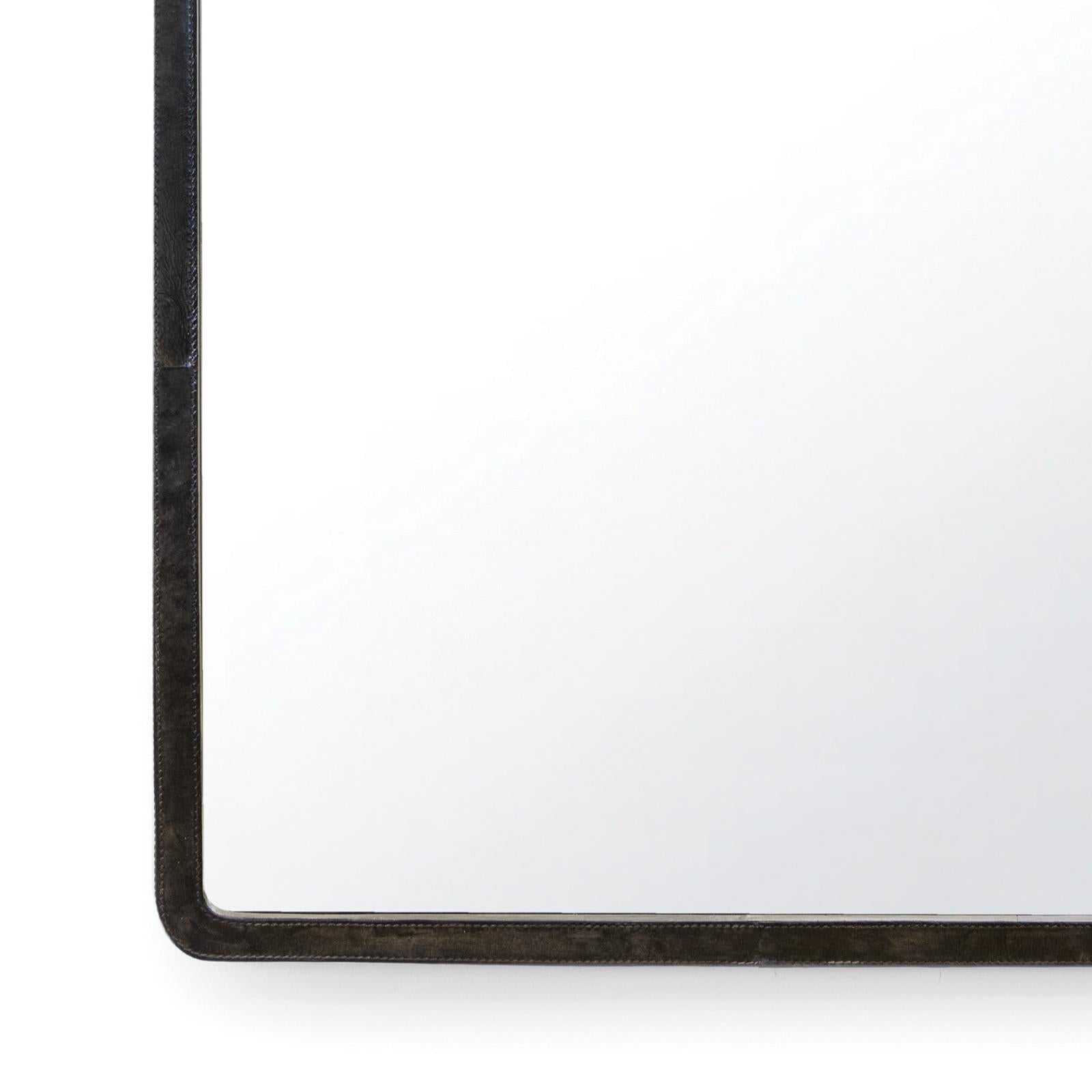 Knox Leather Rectangle Mirror | Black