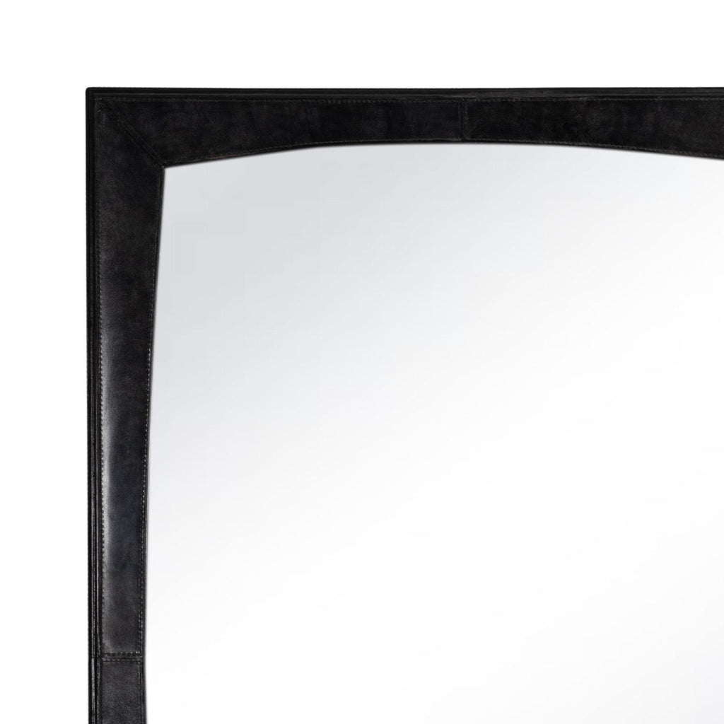 Estaban Leather Mirror Small | Black
