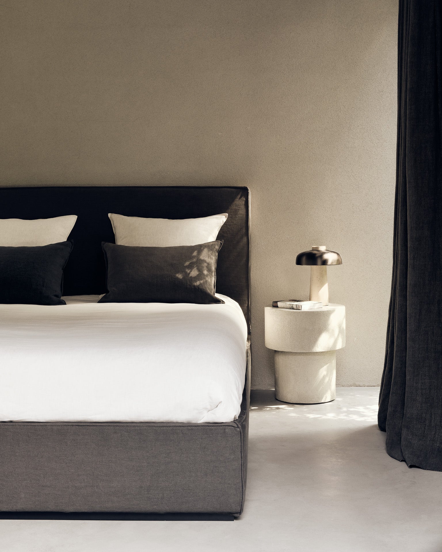 Elements Side Table | Varnished Microcement | Off White | Mushroom Shape