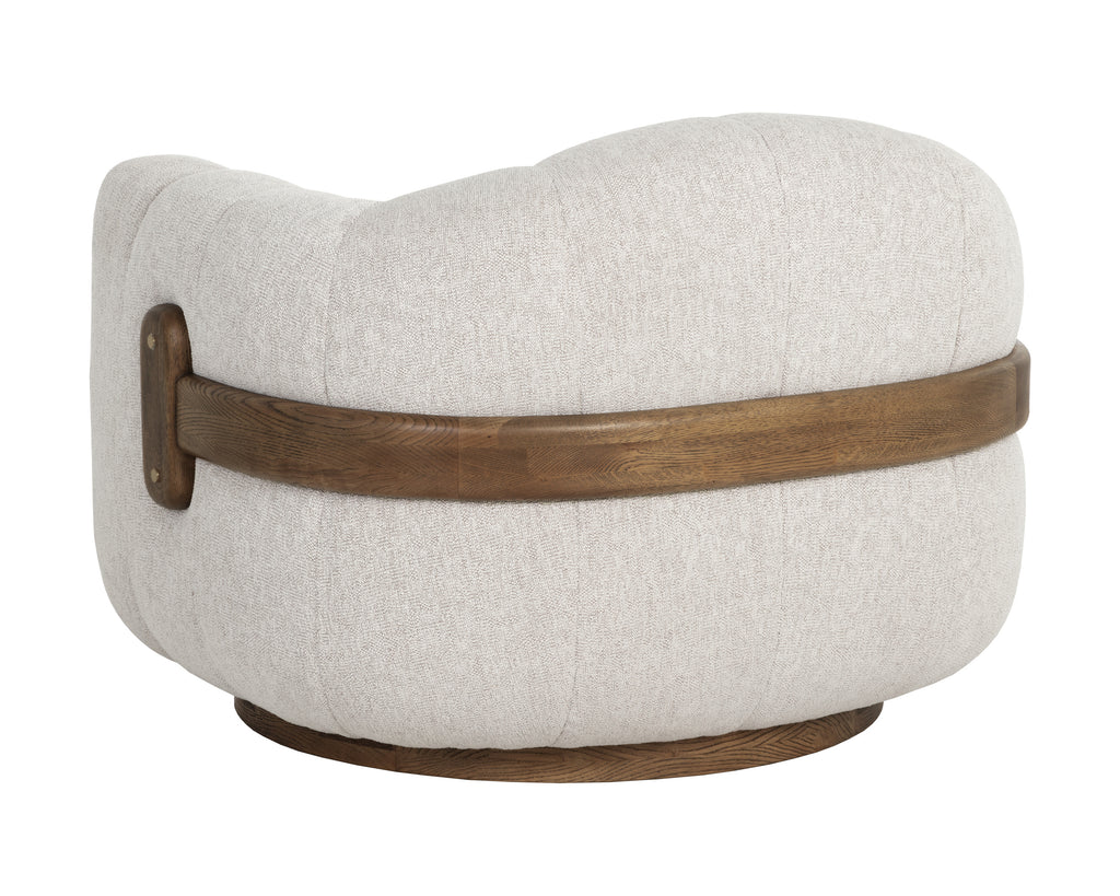 Tadeo Swivel Armchair - Warm Brown - Dove Cream