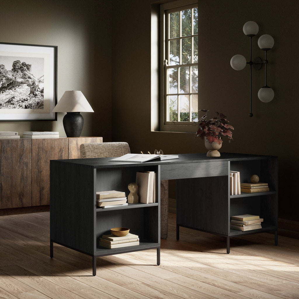 Trey Executive Desk - Black Wash Poplar